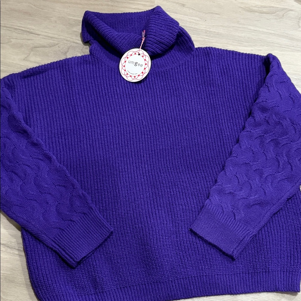 Umgee Women's Vibrant Purple Cowl Neck Sweater